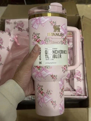Stanley x LoveShackFancy 40oz Tumbler Pink Holiday Edition Insulated Quencher