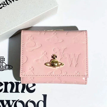 Vivienne Westwood Gamaguchi Trifold Wallet Pink/Gold orb Patent leather F/S JP